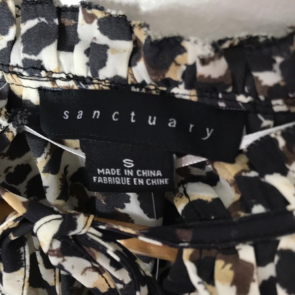 SANCTUARY Ruffle Collar Animal Print  Blouse Size S - Picture 7 of 9